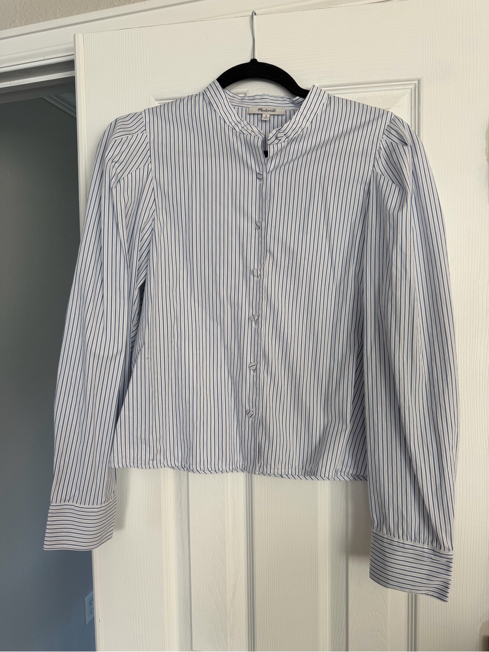 Madewell Blue Stripe Button-Front Blouse